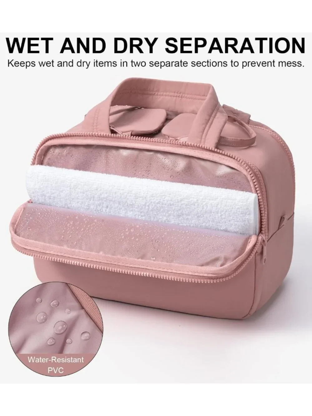 Large Wide-Open Travel Toiletry & Makeup Bag for Women - Dark Pink Organizer